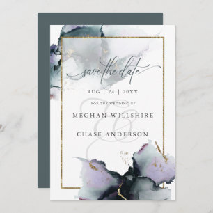 Modern Muted Amethyst Cyan Abstract Watercolor