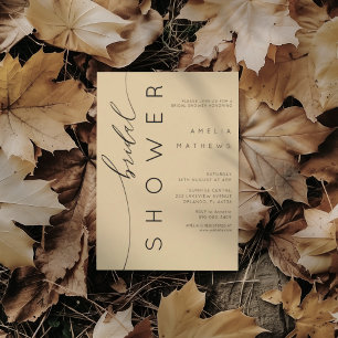 Modern Muted Beige & Black Bridal Shower Invitation
