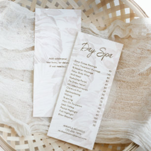 Modern Muted Mauve Palms Spa and Salon Price List Rack Card