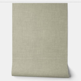 Modern Muted Olive Home Office Linen Look Texture Wallpaper