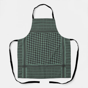 Modern Muted Olive Houndstooth Pattern Apron
