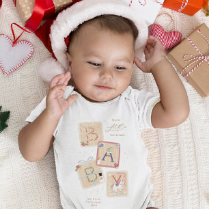 Modern My First Merry Christmas Baby Birth Baby Bodysuit
