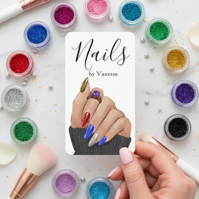 Modern Nail Art QR Code Stylish Nail Technician Business Card (Creator Uploaded)