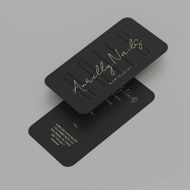 Modern Nail Artist Manicurist Black Appointment Business Card (Creator Uploaded)
