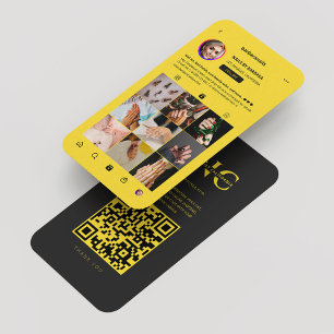 Modern Nail Artist Manicurist IG Yellow Instagram Business Card