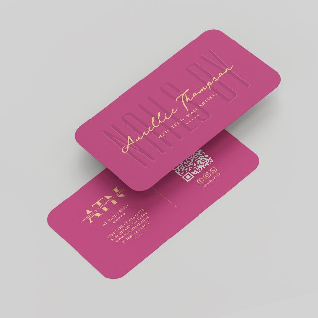 Modern Nail Artist Nail Tech Elegant Pink Gold Business Card (Modern Nail Artist Nail Tech Elegant Pink Gold Business Card
)