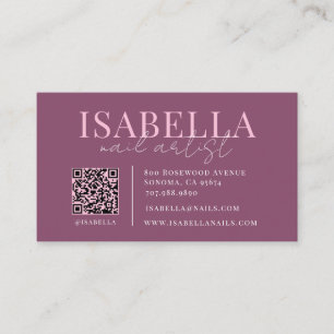 Modern Nail Artist Photo Plum Business Card