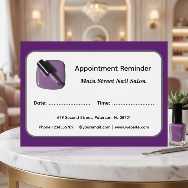 Modern Nail Salon Appointment Reminder Cards (Creator Uploaded)