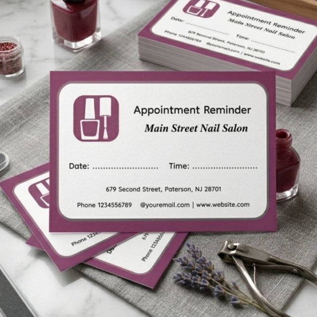 Modern Nail Salon Appointment Reminder Cards (Creator Uploaded)