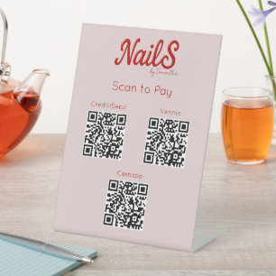 Modern Nail Salon Artist Scan to pay QR Codes Pedestal Sign