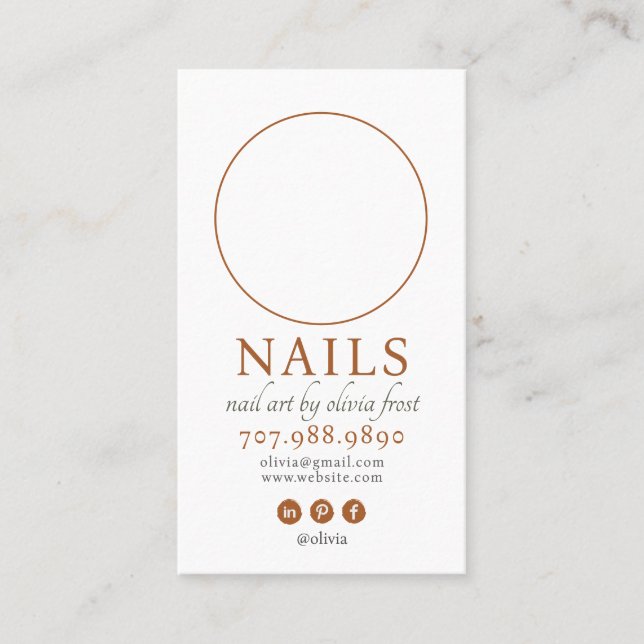 Modern Nail Tech Photo Business Card (Front)