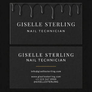 Modern Nail Technician Black Business Card