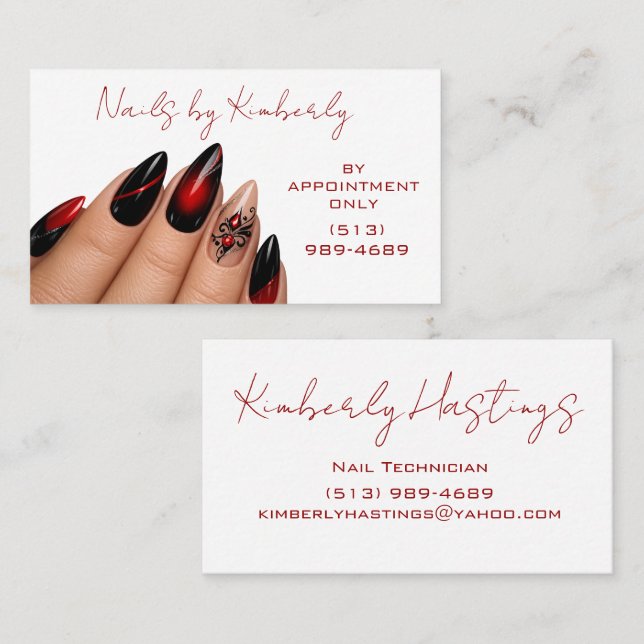 Modern Nail Technician Business Card Design (Front/Back)