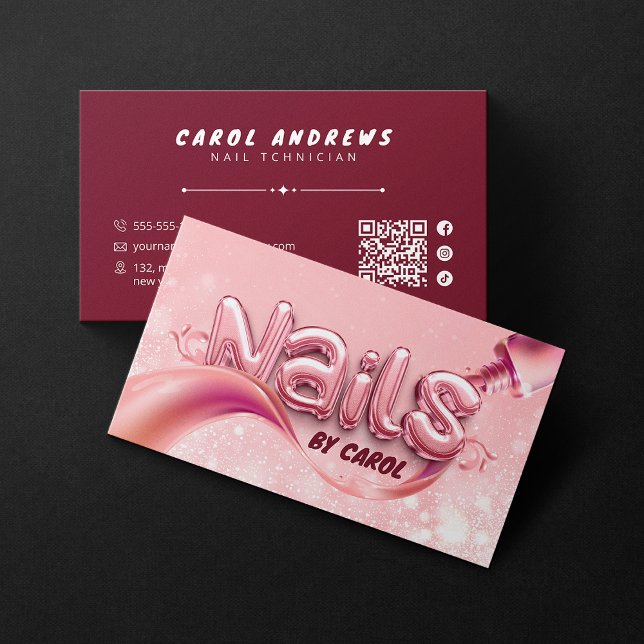 Modern Nail Technician Nail Art Studio Nail Artist Business Card (Creator Uploaded)