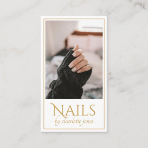 Modern Nail Technician Nail Photo Gold Business Card
