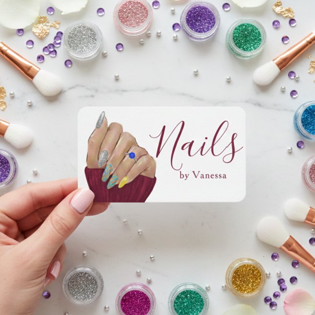 Modern Nail Technician Personal Branding Chic Business Card (Creator Uploaded)