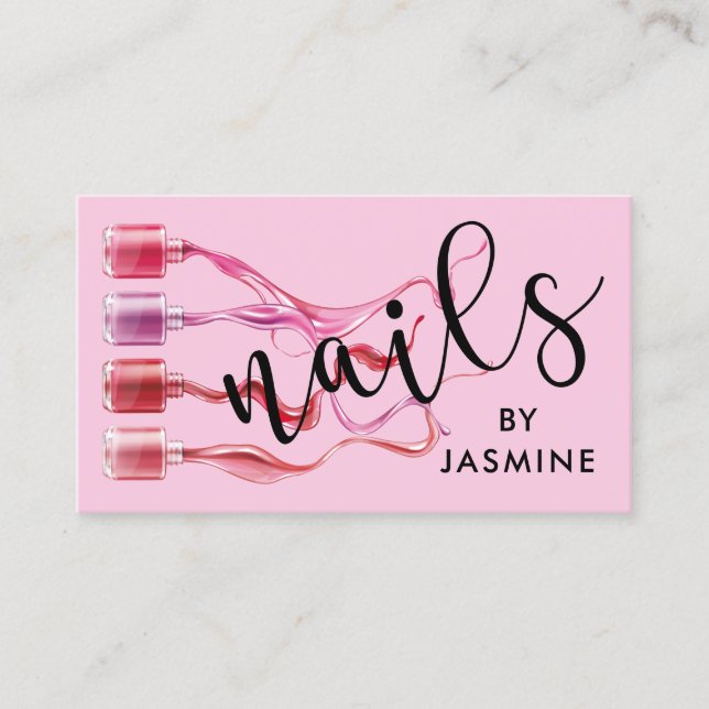 Modern Nails Blush Pink Business Card (Front)
