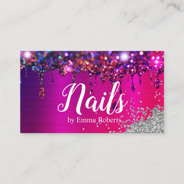 Modern Nails Rose Gold Foil Business Card (Front)