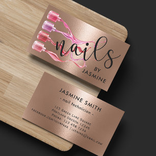 Modern Nails Rose Gold Foil Business Card