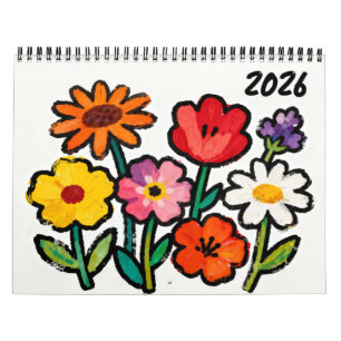 Modern Naive Floral Art Calendar