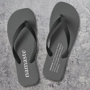 Modern Namaste Gift For Yoga Teacher Black Simple Jandals
