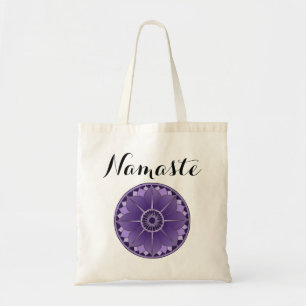 Modern Namaste Purple Mandala Tote Bag