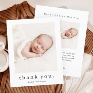 Modern Name 2 Photo Baby Thank You Card