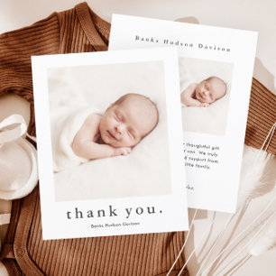 Modern Name 2 Photo Baby Thank You Card