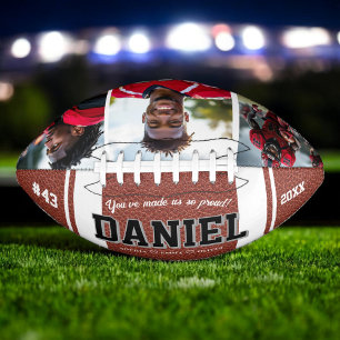Modern Name and Text Photo Keepsake Gift Football