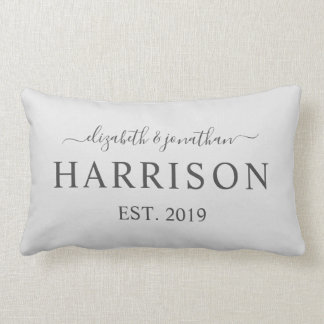 Modern Name and Year Established Light Grey Lumbar Cushion