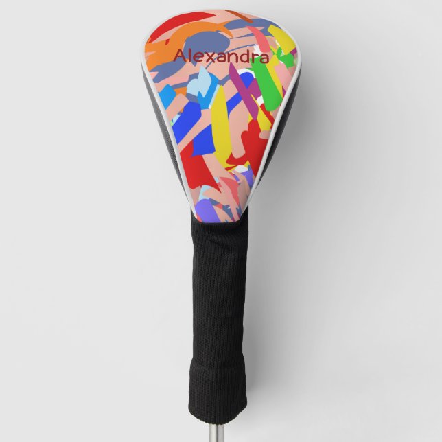 Modern Name Custom Abstract Colourful Golf Head Cover (Front)