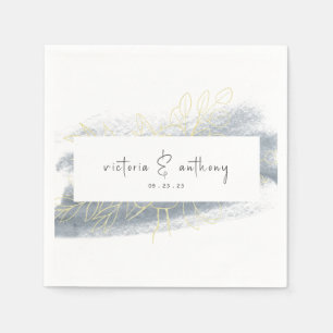 Modern Name Date Wedding Napkin