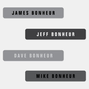 Modern Name Greys Black & White Iron-on Clothing