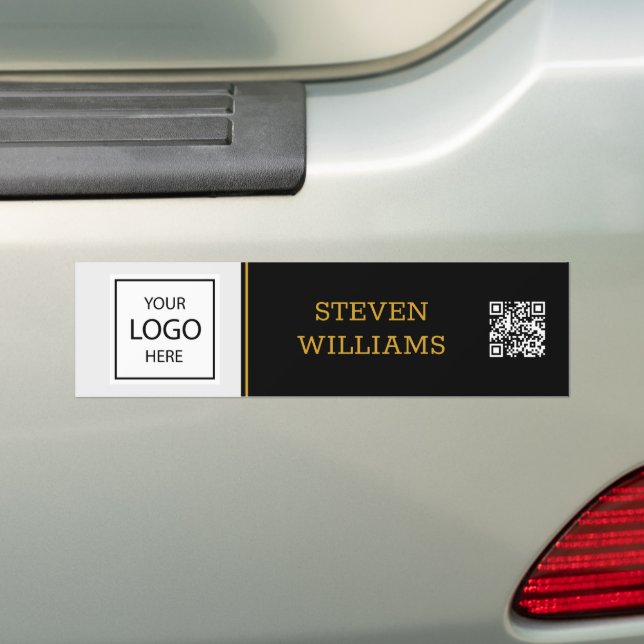 Modern Name & Logo promotion / QR Code Bumper Sticker (On Car)