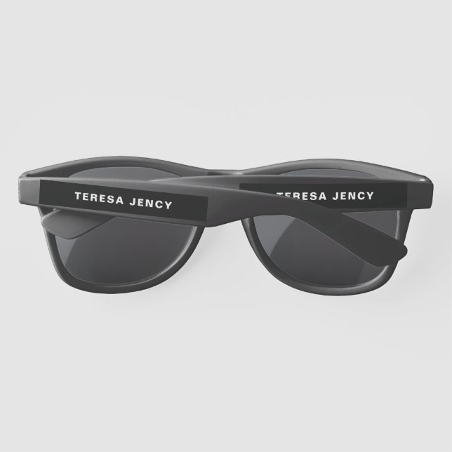 Modern Name Minimalist Monogram Stylish Trendy Sunglasses (Back)