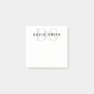 Modern Name & Monogram   Black White & Grey Post-it Notes