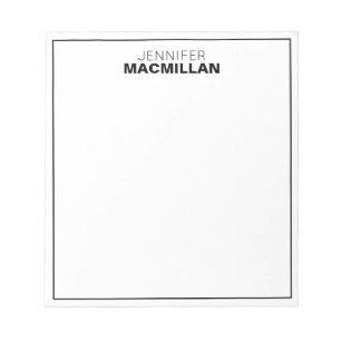 Modern Name Monogram Framed Personalised Black Notepad