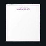 Modern Name Monogram Framed Personalised Purple Notepad<br><div class="desc">This modern notepad features a simple two line monogram and thin frame.  Use the template form to add your personalisation.</div>