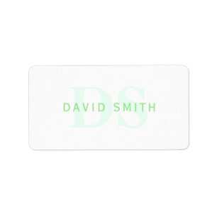 Modern Name & Monogram   Green & White Label