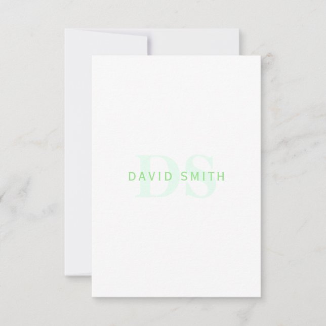 Modern Name & Monogram | Green & White Thank You Card (Front)