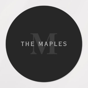 Modern Name & Monogram   Grey & Black