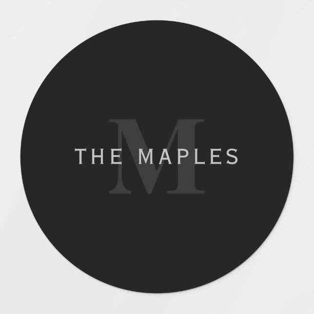 Modern Name & Monogram | Grey & Black (Design 1)