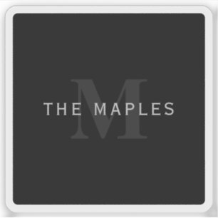 Modern Name & Monogram   Grey & Black