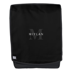 Modern Name & Monogram Grey & Black Backpack