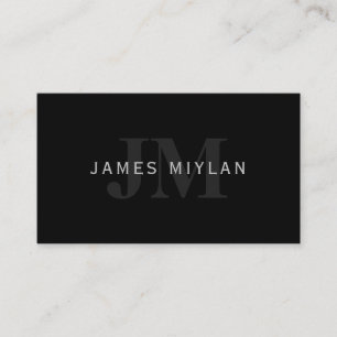 Modern Name & Monogram Grey & Black Business Card
