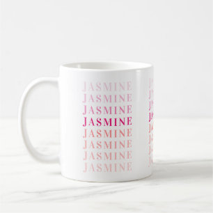 Modern Name Monogram Personalised Pink Coral Coffee Mug