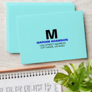 Modern Name Monogram Return Address On Envelope