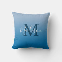 Modern Name Monogram Sky Blue Gradient