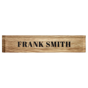 Modern Name Oak Wood Photo Nameplate