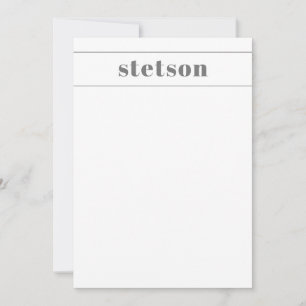 Modern name personalized stationery card